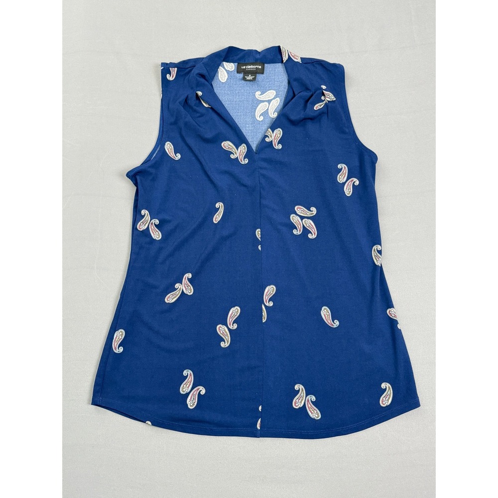 Liz Claiborne‎ Sleeveless Top Paisley Print V-Neck Blouse Casual Medium